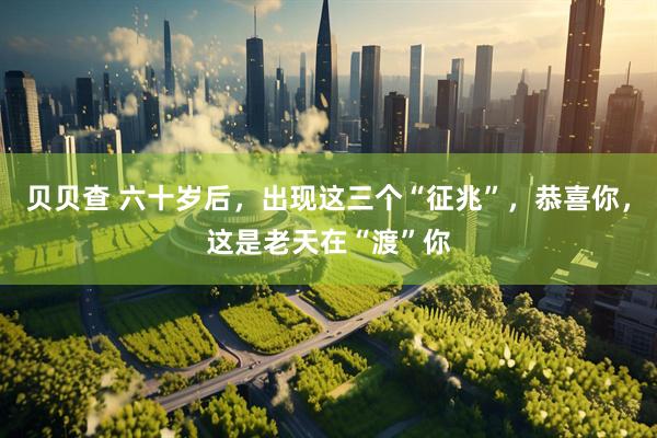 贝贝查 六十岁后，出现这三个“征兆”，恭喜你，这是老天在“渡”你